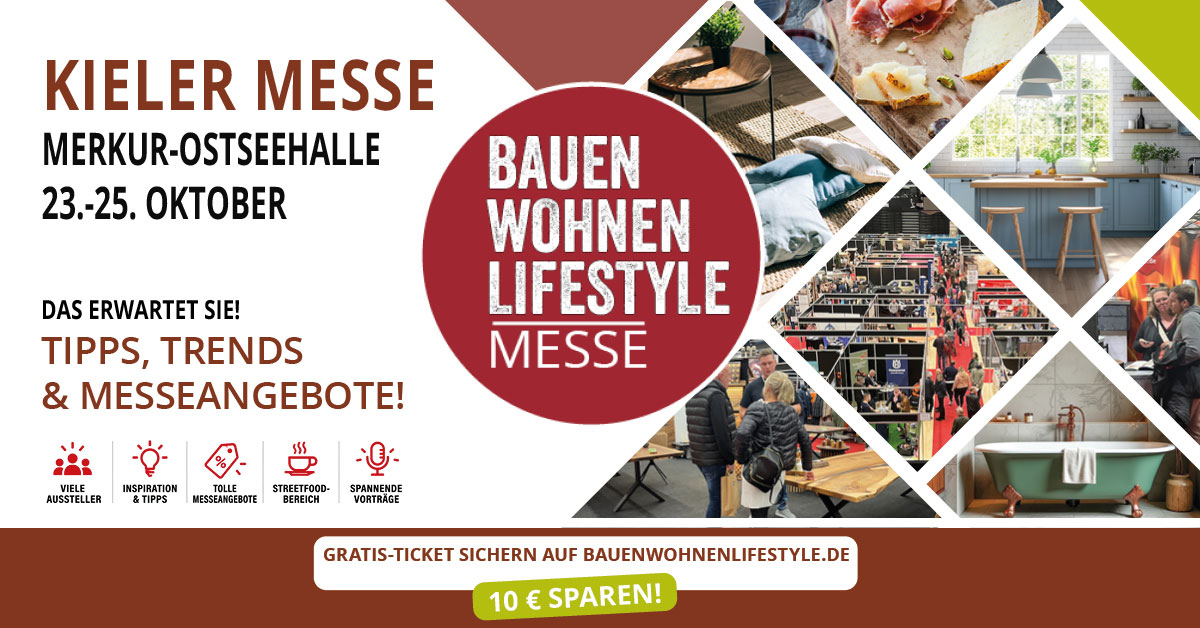 Webbanner der Messe Bauen, Lifestyle, Wohnen in der Kieler Merkurhalle